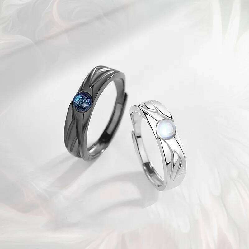 2pcs Demons and Angels Matching Couple Friendship Lover Open Adjustable Minimalist Engagement Wedding Rings Lovers W260311