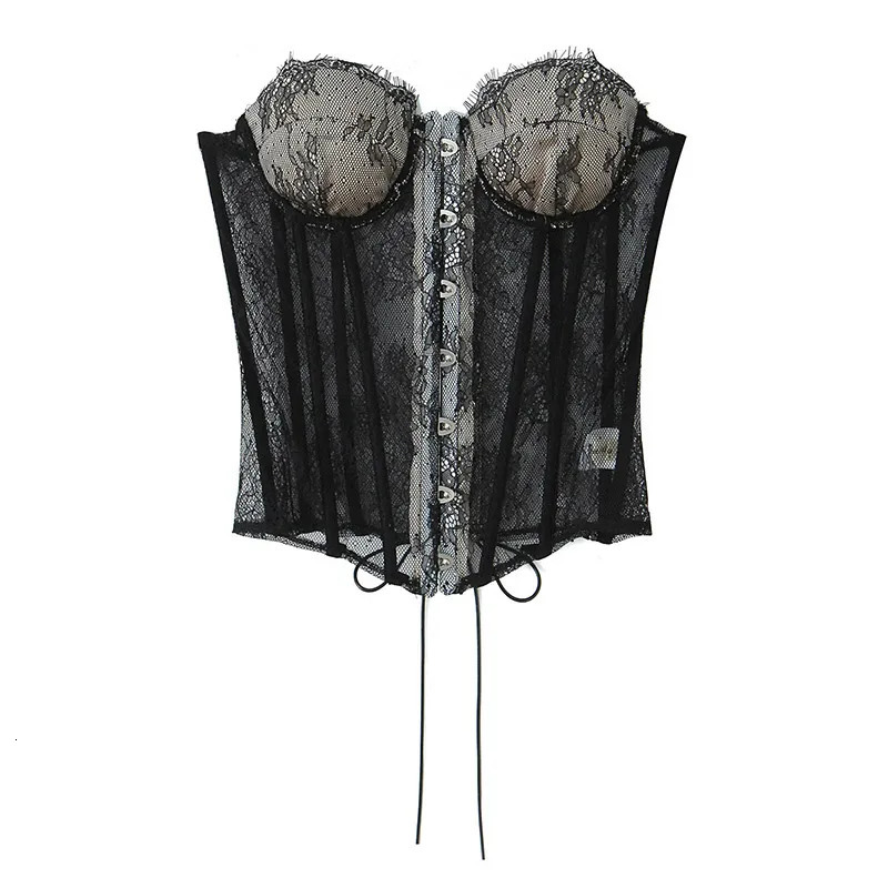 Lady Elegant Fishbone Strapless Short Top Women Sexy Sleeveless Off-shoulder Backless Waist Cinching Blouse Vacation Party Tops 260306