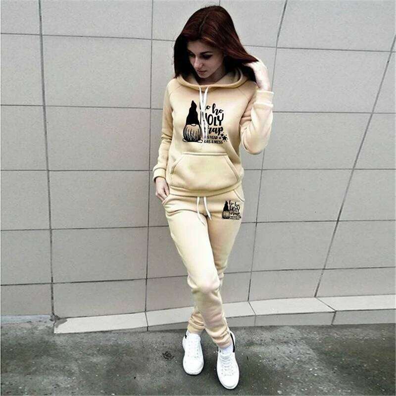 Running Casual Jogging Hoodie + Sweatpants Two Piece Sweatshirt Set Women's Sports Suit C260312