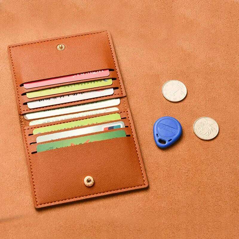 Ultra-thin Small Bank Multi Slot Women Men Credit Cards Bag Male Card Holder Solid Leather Wallet