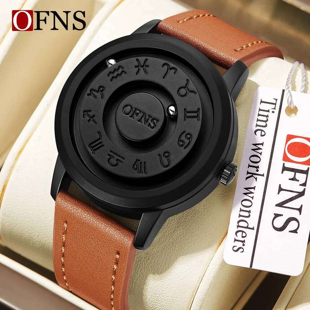 OFNS New 1553 1556 Fashionable Magnetic Ball Waterproof Cool Design Suspended Creation Men's Quartz Watch