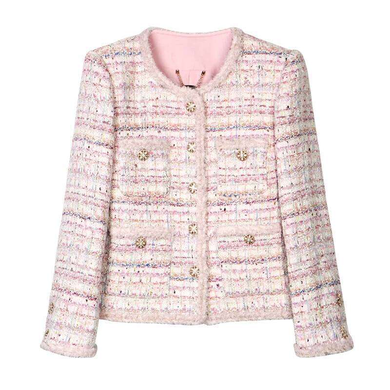 2025 New Style Fashionable Elegant High Luxury Customized Socialite Cherry Blossom Romantic Tweed Braided Jacket