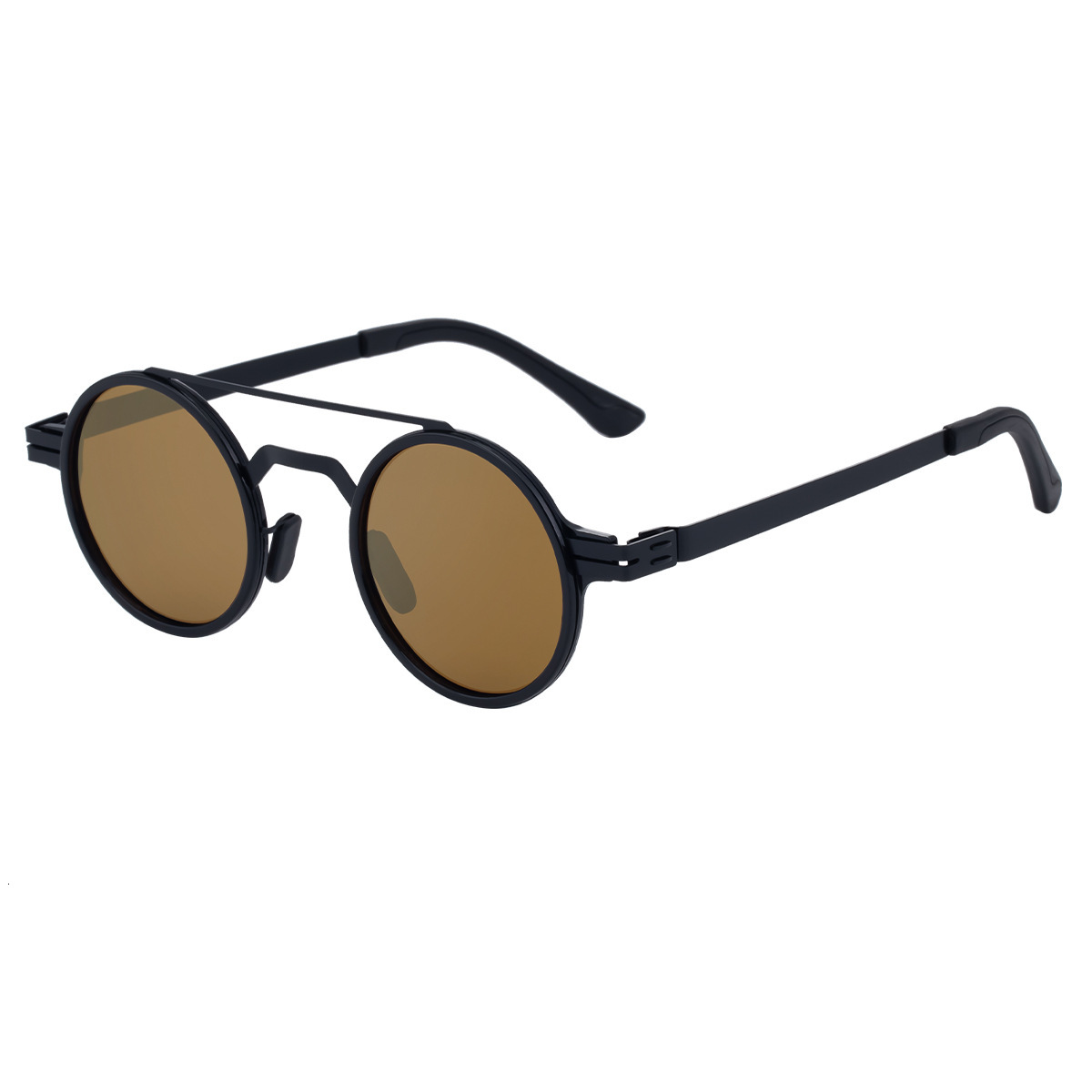 Polarized 2026 Fashion Sunglasses for Men New Round Retro Stainless Steel Frame Double Bridge Sun Protection Glasses