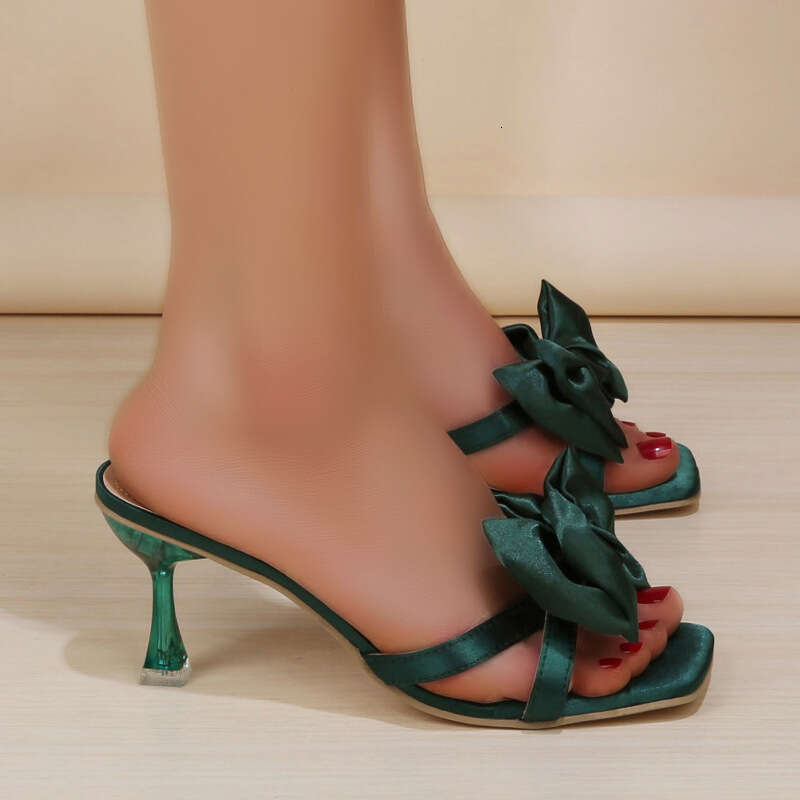 designer shoes Square Thin Heel Bowknot Sexy Sandals for Women Summer European and American Open Toe Petite High Heels