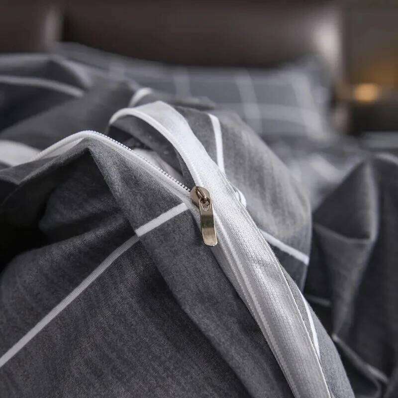 Simple Style Printed Double Pillowcase Bed Sheet Men's Bedding Four-piece Set Invisible Zipper Quilt Cover H260312