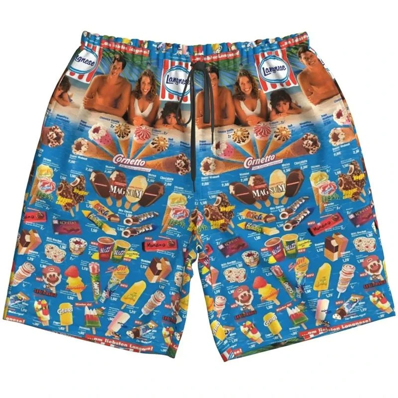2025 Hawaiian Cornet Ice Cream Short Pants For Men Clothes Cold Popsicle Beach Shorts Frozen Lolly Bermudas Icecream Trunks 260228