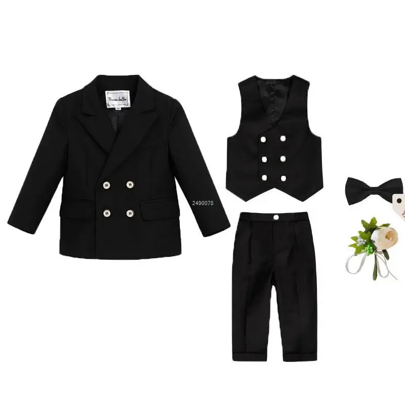 Flower Boys Wedding Suit Children Pography Dress Kids Stage Performance Formal Blazer Baby Birthday Ceremony Costume 260311