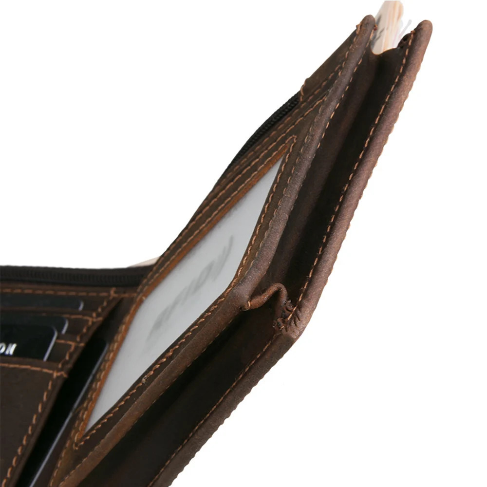 RFID Blocking Mens Oil Wax Skin Wallet Man Vintage Cow Genuine Leather Wallet Male Handmade Billfold Coin Purse Short Wallets 260304