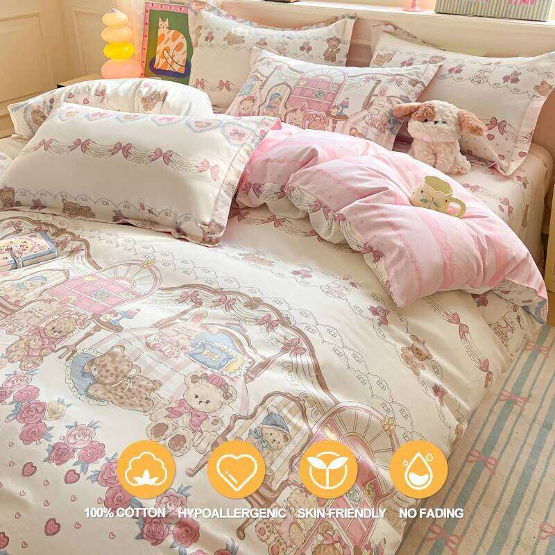 Extra Soft 100% Cotton - Bedding Set 1 Duvet Cover 2 Pillowcases ,Wrinkle Resistant, Easy Care,Multi-Size H260312