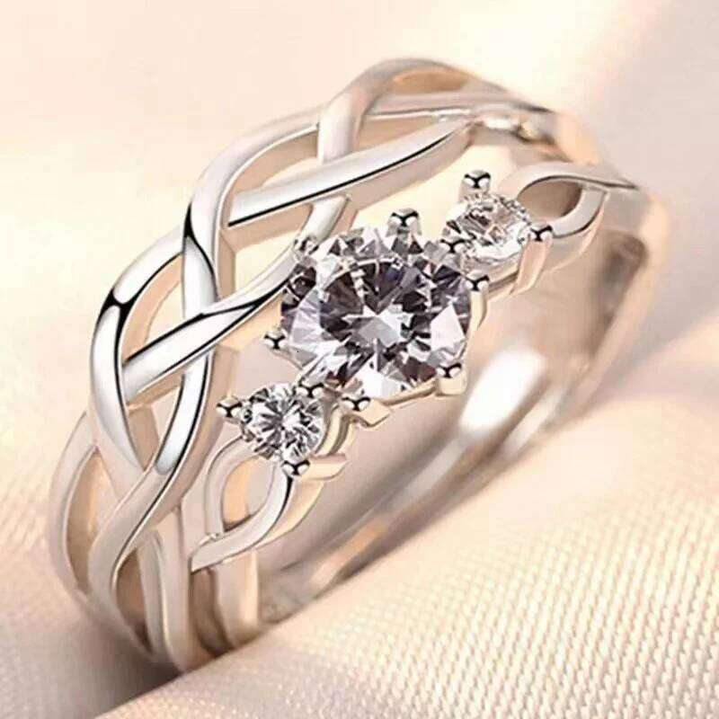 2PCS Fashion Exquisite Silver Color Couple Paired Ring For Women Men Opening Adjustable Engagement Wedding Gift Jewelry Accessor W260311