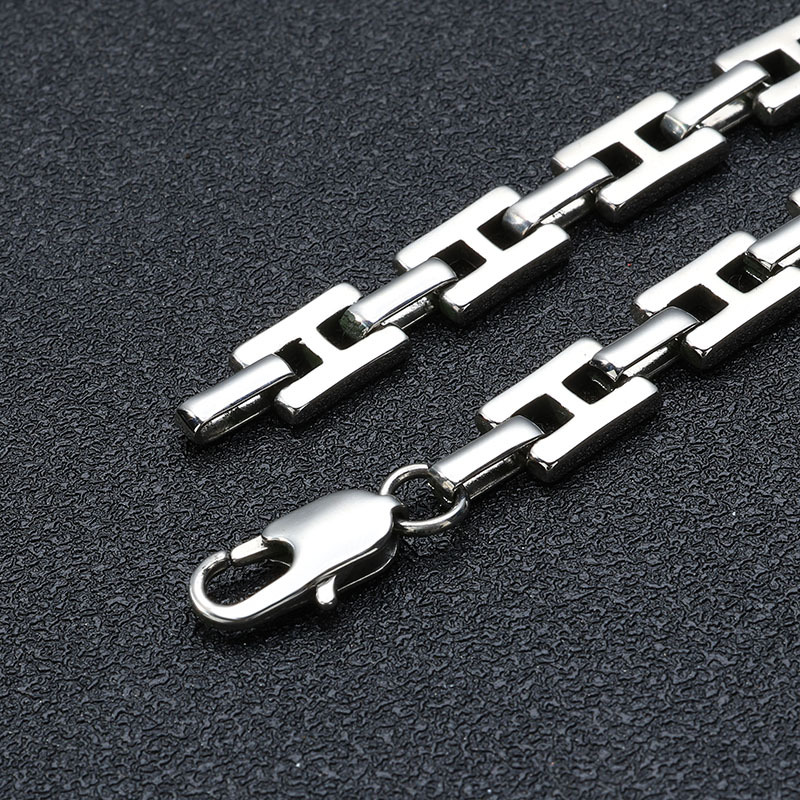 Smooth Silver Plated H Shaped Chain Bracelet Polished Fashionable Men s Daily Wear Gift High Quality Jewelry Bracelet