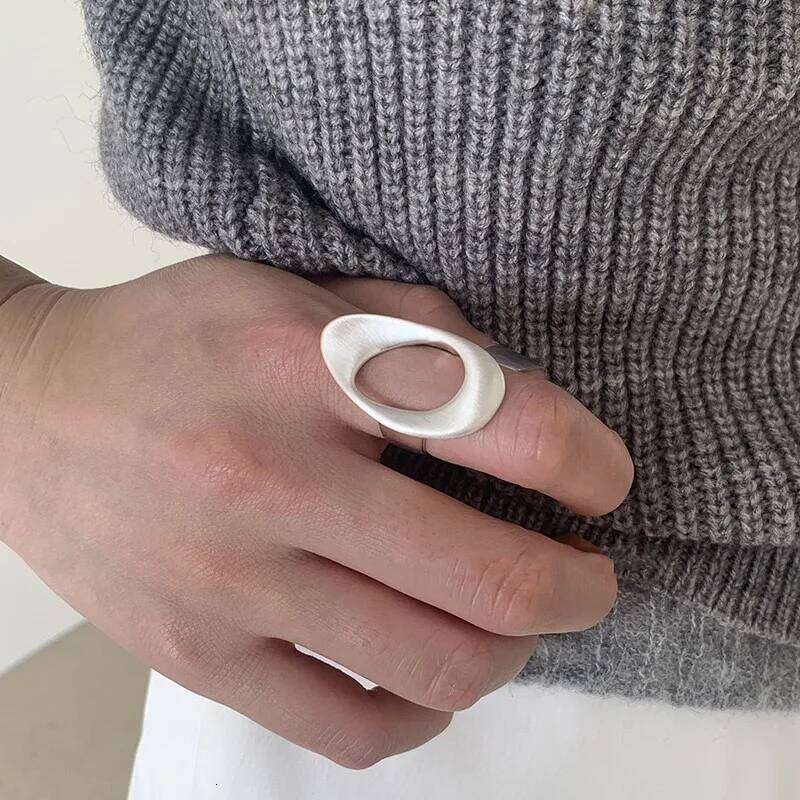 925 Sterling Silver Rings Women Geometric Fine Jewelry Finger Adjustable White Circle Hollow Ring For Party Birthday Gift H260312