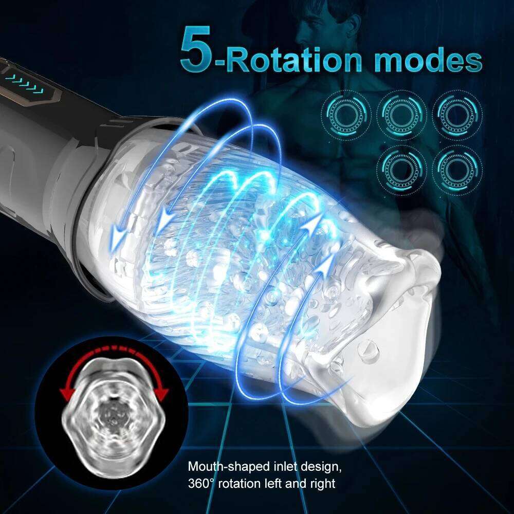 Masturbator Rotation Silicone Vagina Vibrator Electric Pocket Pussy For Penis Male Piston Automatic Mastubator Z260311