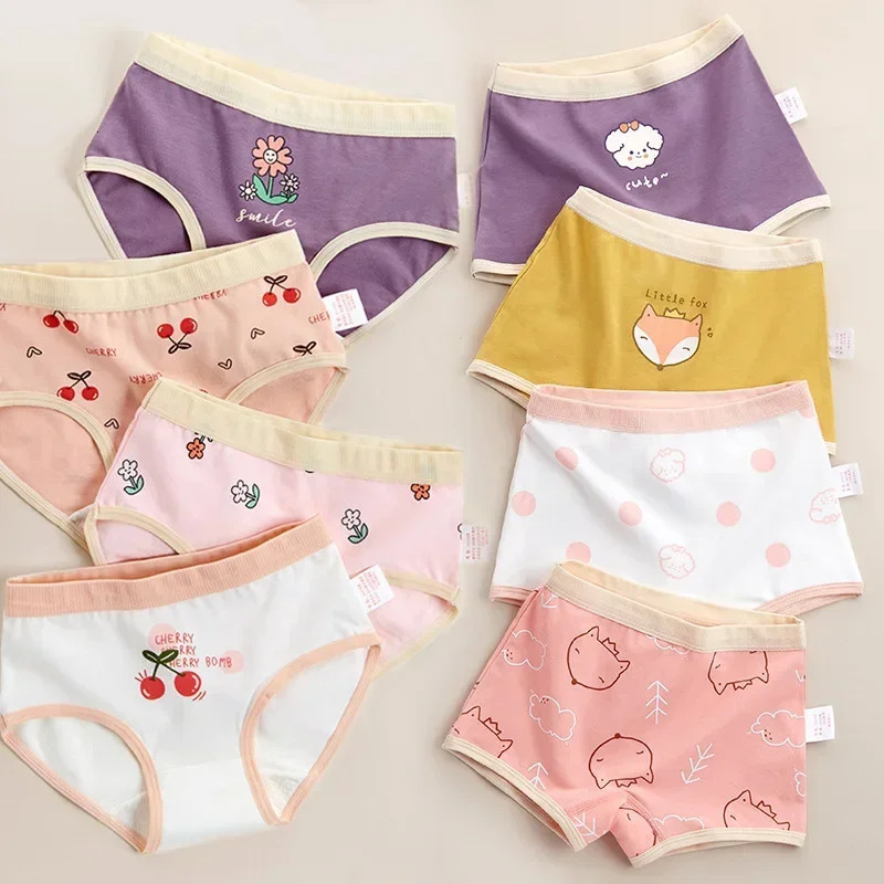 4PCS Girls Cotton Panties Summer Kid Thin Breathable Cartoon Briefs 2y Young Children Underwears Toddler Antibacterial Knickers 260311