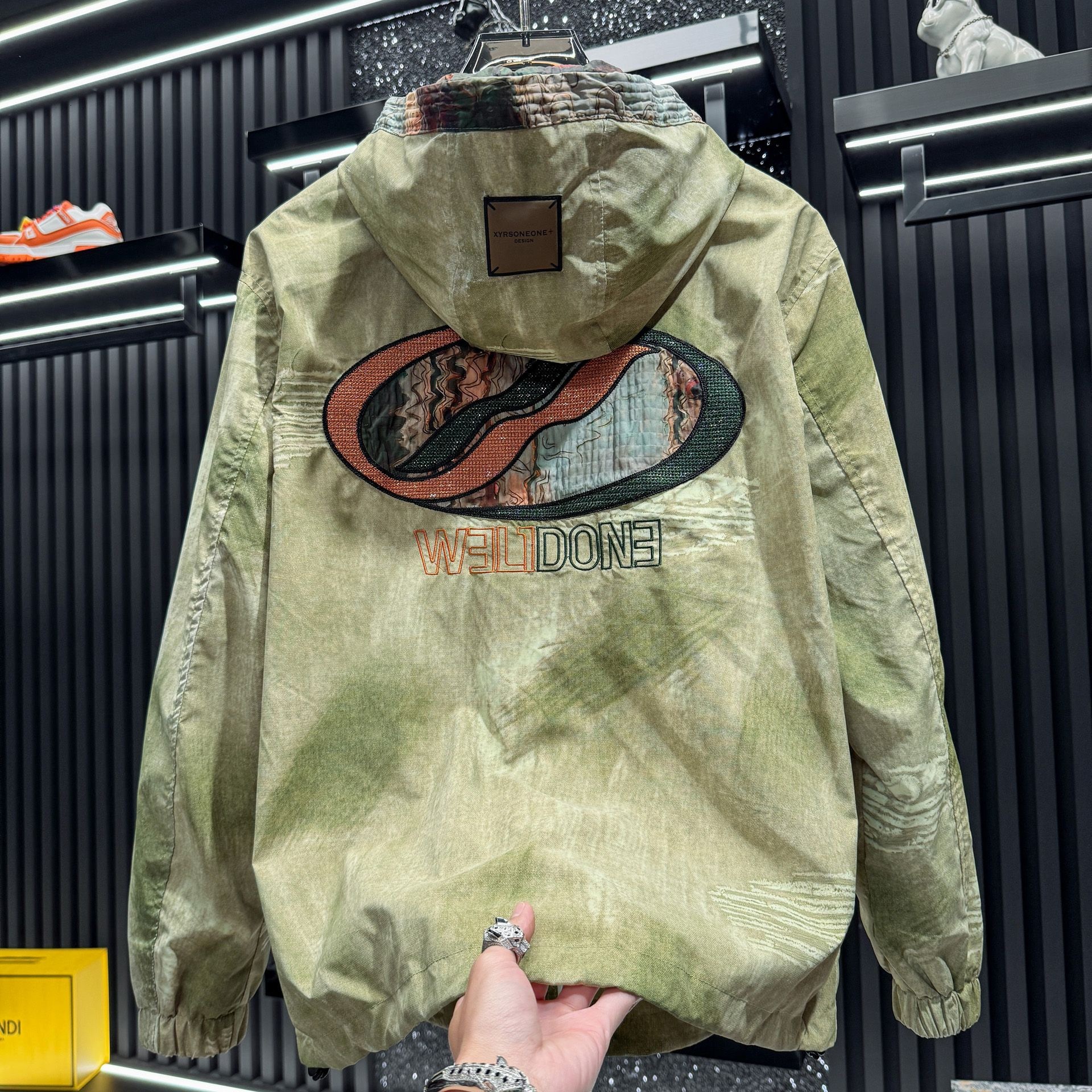 Luma hop European high-end embroidered tie-dye hooded for men, 2025 new spring and autumn trendy brand thin men's casual jacket