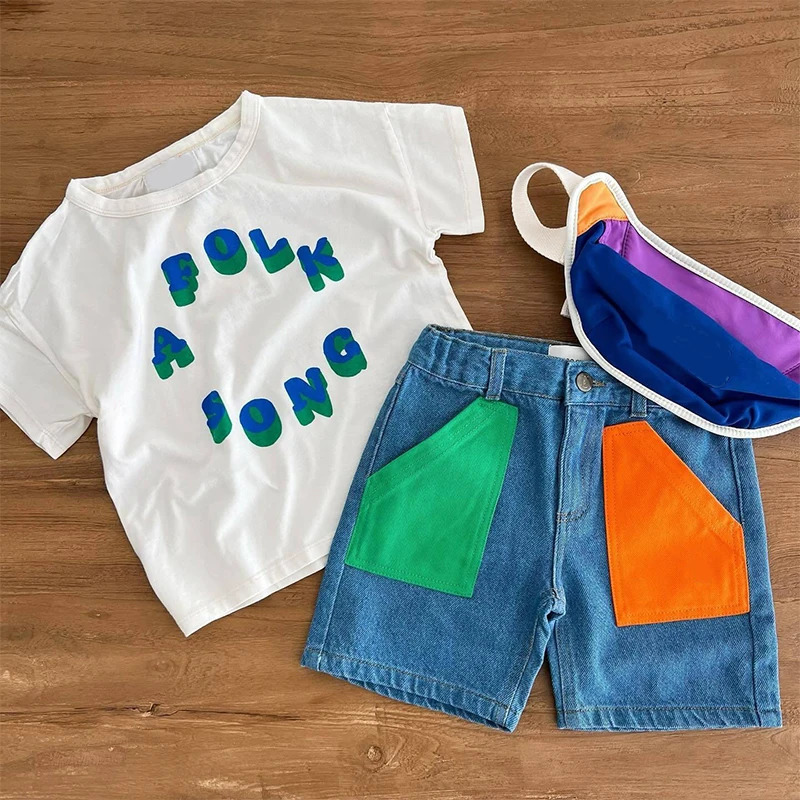 Kid Clothes Spring Sumemer Korean Baby Boys Girls Cotton Cartoon Short Sleeve T Shirts Childrens Outerwear Clothings 260311