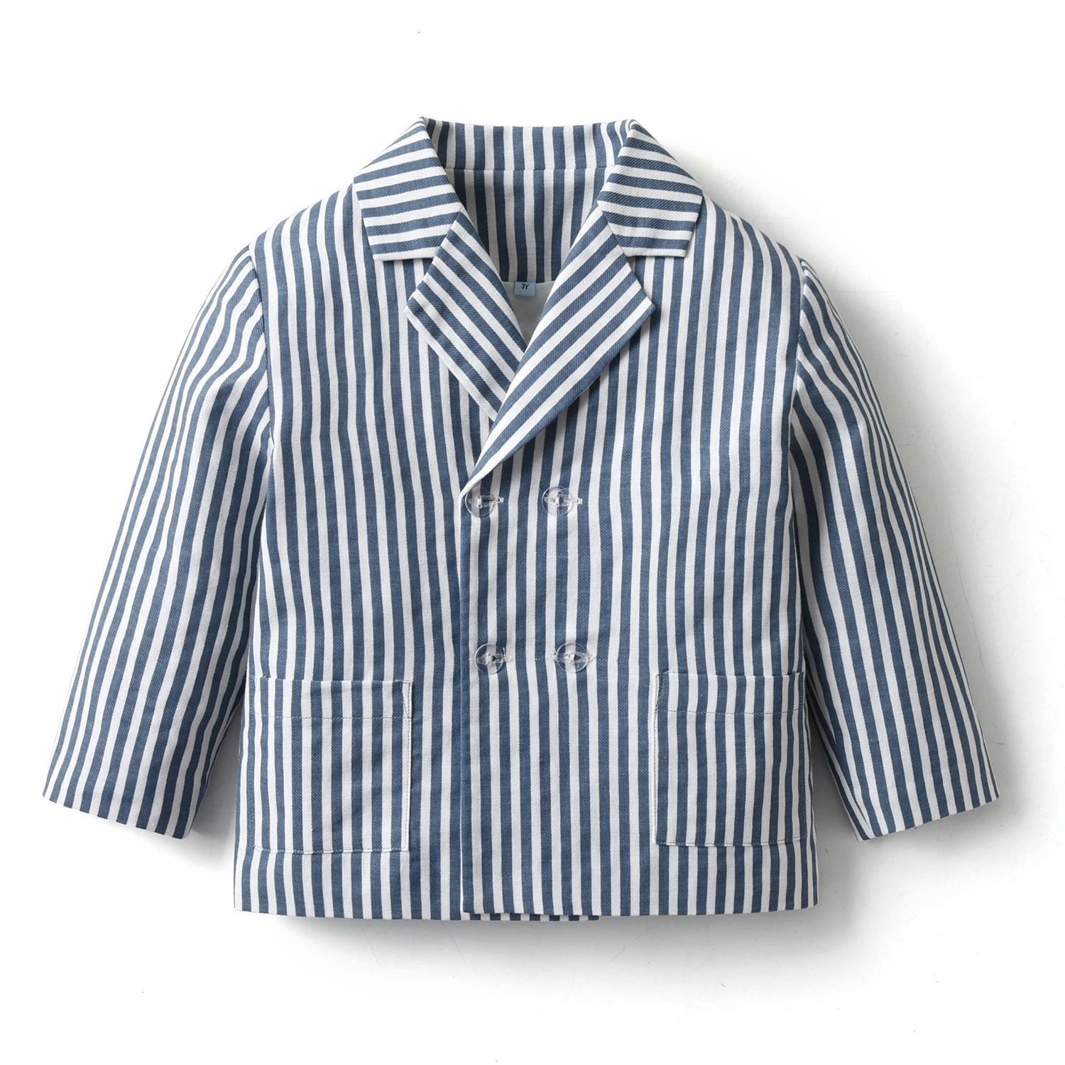 Striped Fashion Turn Down Collar Blue Blazer Children Boys Long Sleeves Baby Top Pinstripe Clothes For Childen Holiday 260311