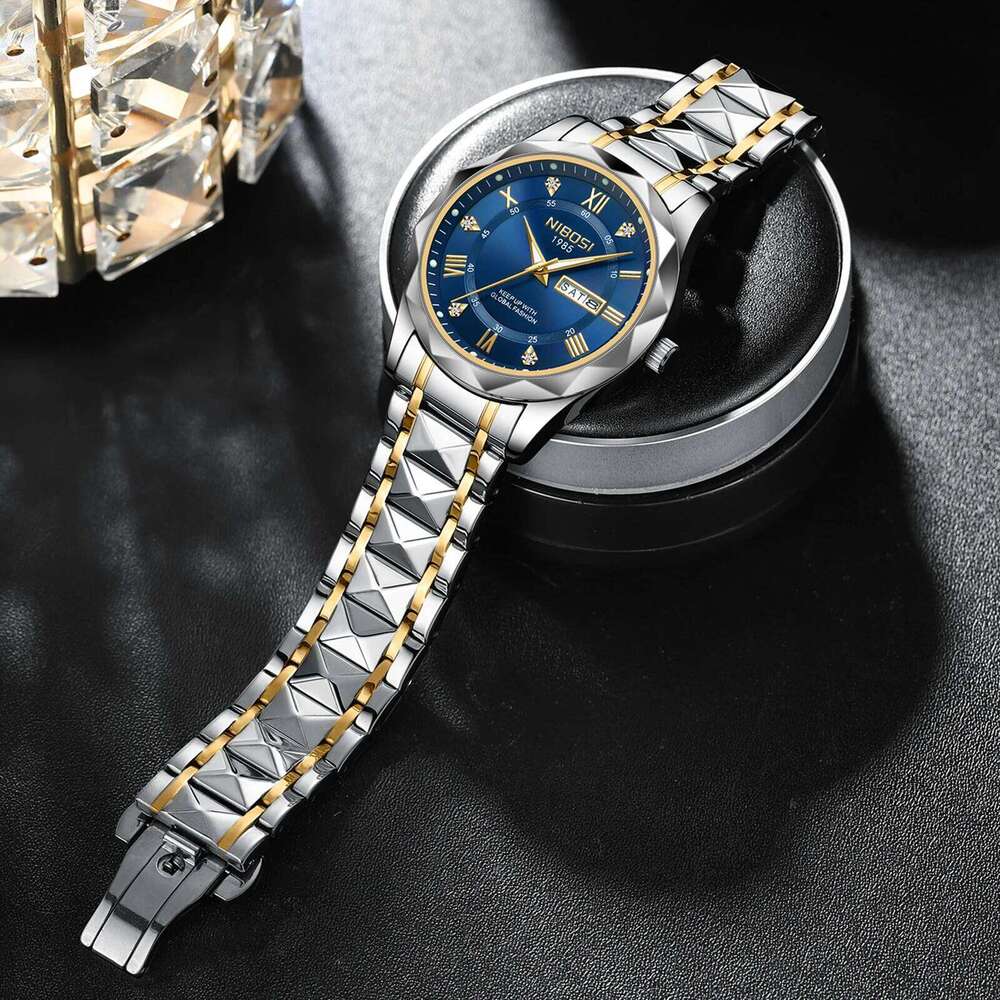 NIBOSI Fashion for Top Brand Luxury Week Date Men Watch Waterproof Stainless Steel Sports Men's Watches Reloj Hombre