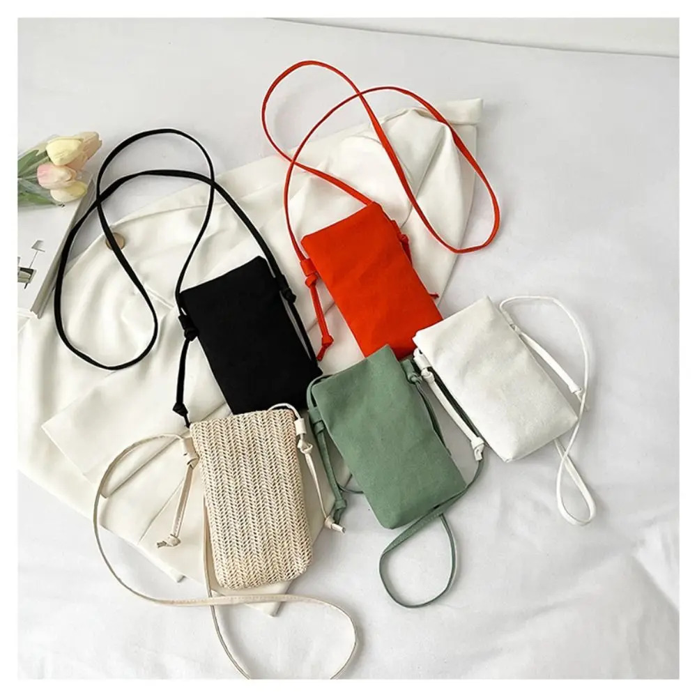 Multifunctional Canvas Mobile Phone Bag Hanging Neck Light Weight Messenger Fashion Allmatch Small Crossbody Coin Purse 260311