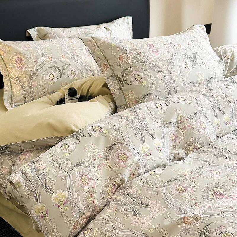 60S Long Staple Cotton Satin Bedding Sets Digital Printed Quilt Cover Set Skin Friendly Ultra Soft Bedclothes for All Seasons H260312