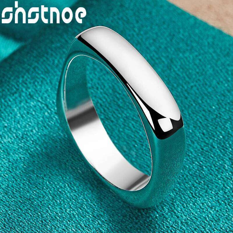 SHSTONE 925 Sterling Silver Smooth Square Ring For Women Man Bridal Wedding Bands Lady Party Fashion Pretty Charm Simple Jewelry H260312