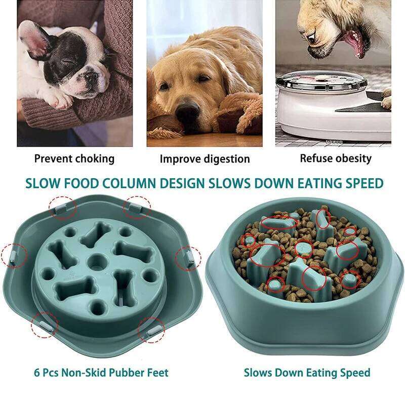 Feeder Anti-choking Puppy Food Bowl Anti-slip Pet Slow Eating Dog Dishes Feeders for Dogs Small Medium 26Y0312