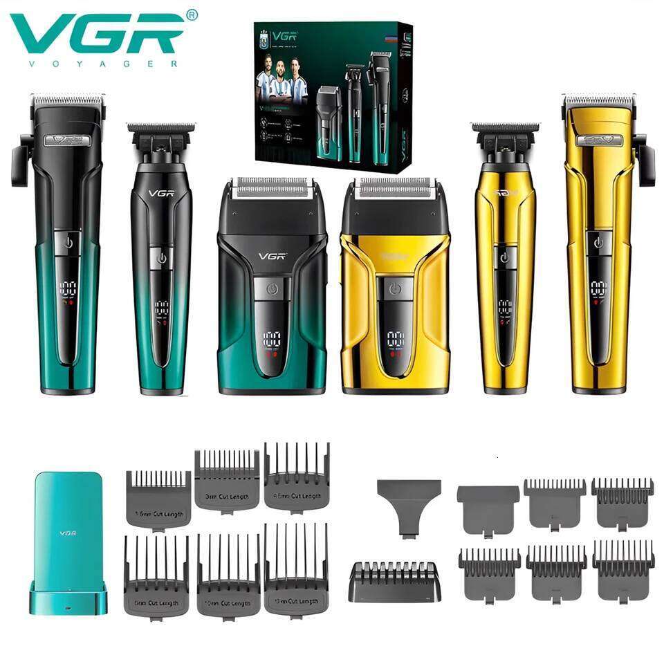 VGR 3-in-1 Hair Trimming Set Professional High end Electric Push Clipper Oil Head Carving Pusher LED Reciprocating Shaver V-694 C260312