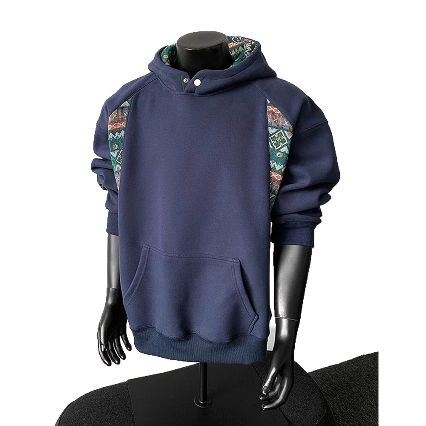 Ethnic Style Heavy-duty Men's Hoodie New Spring And Autumn Model With Contrasting Color Design Heavy-duty And Stiff Designer Hoodie Jacket Color-