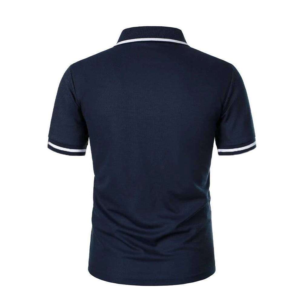 Men's casual lapel men's T-shirt Casual fashion solid color top short sleeve 26H0312