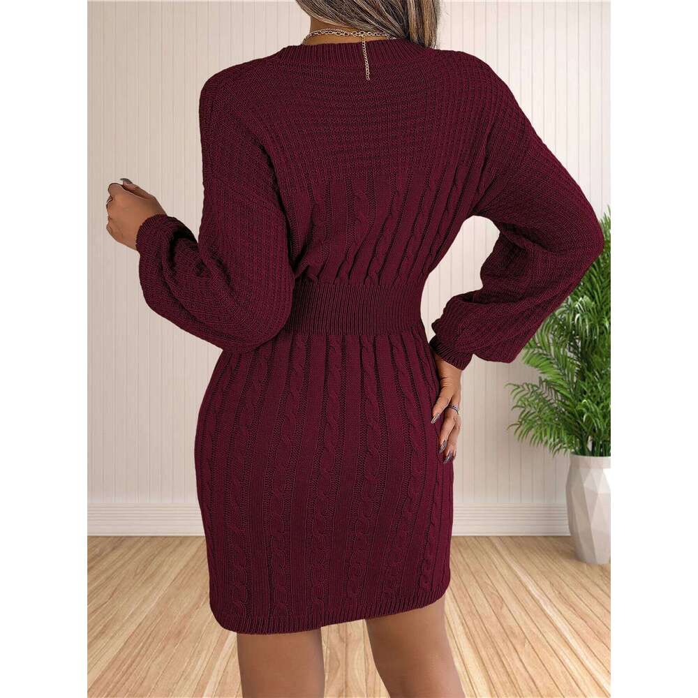 Fall Womens Sweaters Bodycon 2024 Long Sleeve Midi Knit Dresses Pullover Sweater Dress C260312
