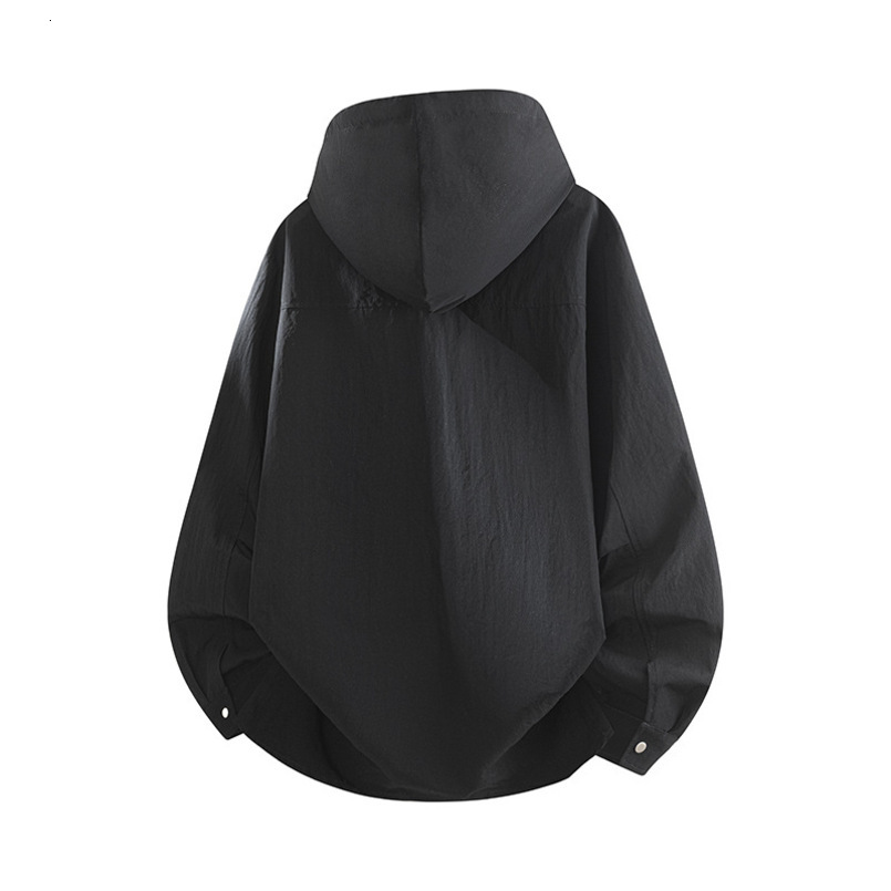 ChaoWai Spring New Japanese Style Trendy Brand Solid Color Pocket Hooded Shirt Retro Couple Casual Loose Jacket