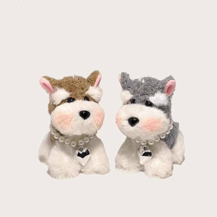 Original Cute Schnauzer Puppy Bag Girls Plush Doll Backpack Pendant Keychain Couple Gift