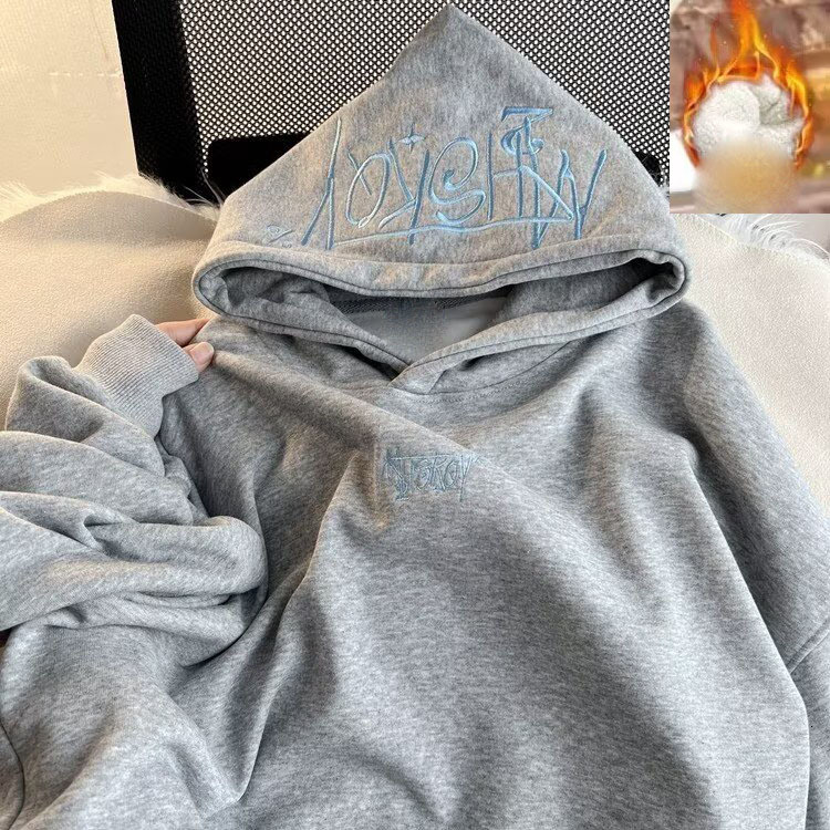 Retro Style Fleece-lined Embroidered Letter Hoodie Designer Hoodie For Men And Women New Casual Loose-fit Jacket For Spring Autumn And Winter