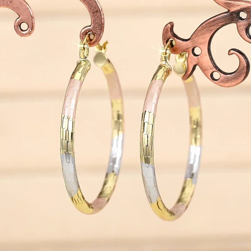 CAOSHI Gorgeous Three Colour Big Hoop Earrings for Women Temperament Modern Style Metal Ear Accessories Engagement Party 260309