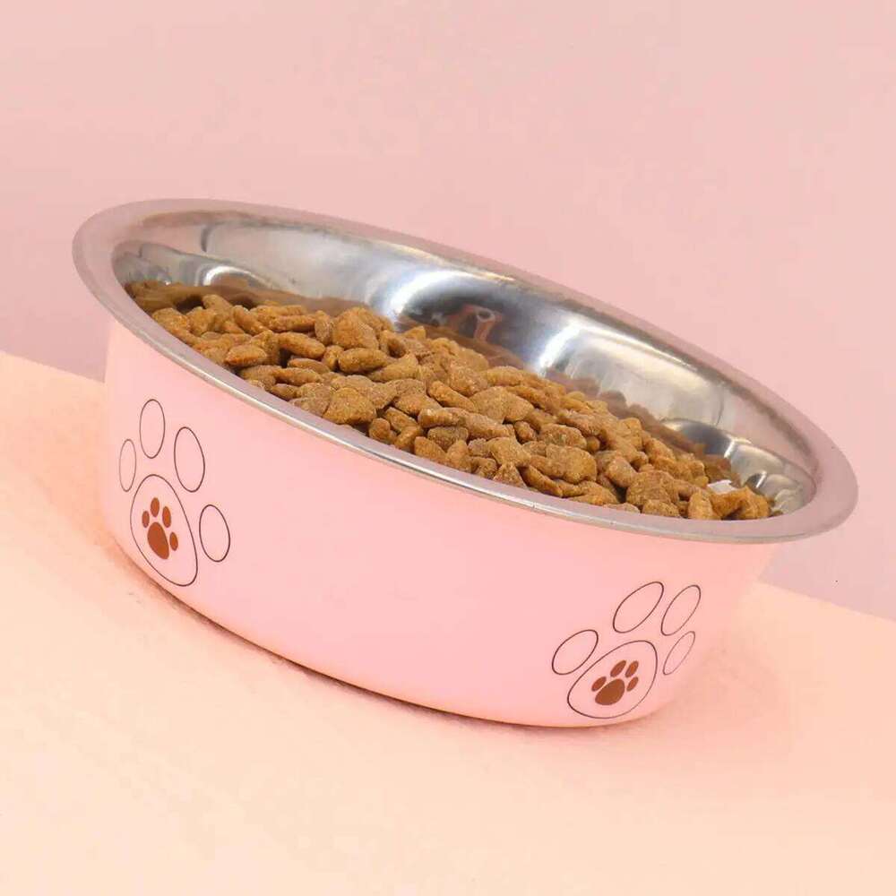 A pet stainless steel cat dog bowl is non slip and easy to clean indoors 26Y0312
