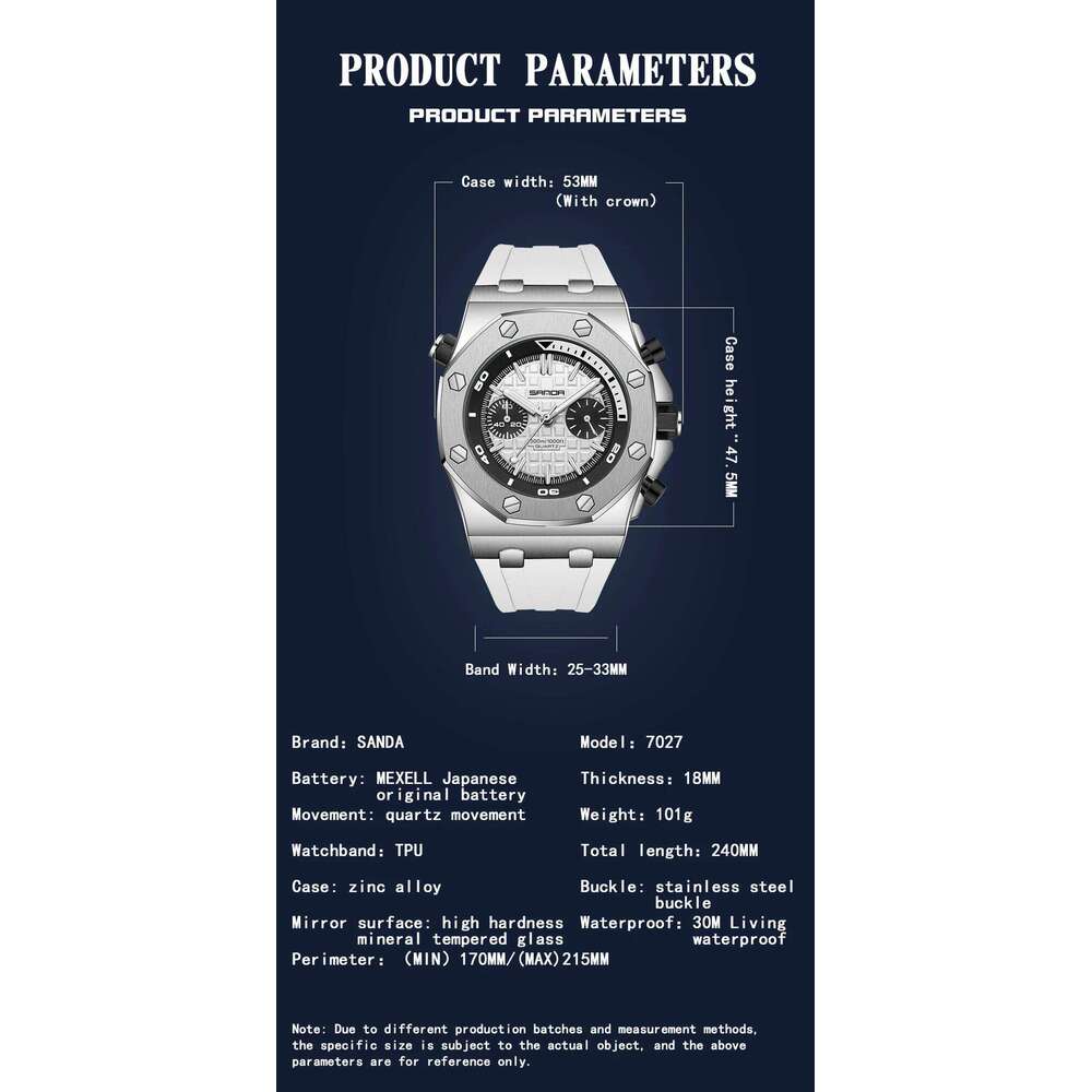 SANDA Luxury Personality Quartz Men Watch 2024 New Design Orange Silicone Strap Sports Style Mens Watches Shockproof Reloj 7027