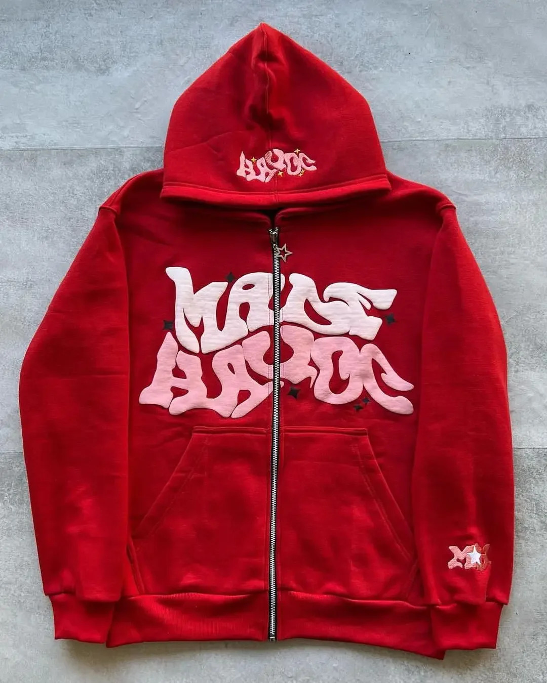 American Retro Star and Letter Printed Zipper Hoodies Women and Men Y2K Spring Autumn Section Lazy Fashion Cardigan Jacket 260311