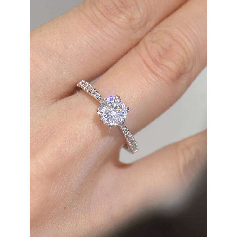 925 Sterling Silver Classic for Women Six Claw Jewelry Simple Imitation Diamond Women's Ring Engagement Wedding Gift H260312