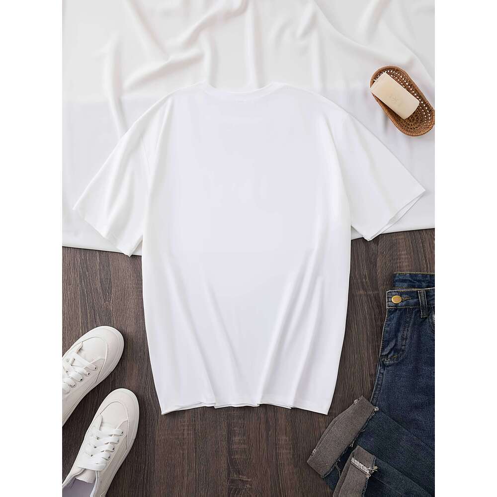 Women's Graphic Print T-Shirt - Short Sleeve Crew Neck Casual Heart Design Summer Spring Wear White with Red Black Accents Z260312