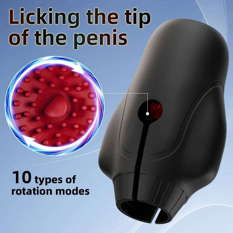Male Masturbator Toys for Men Glans Trainer Vibrator with 10 Rotation Licking Vibration Pocket Pussy Stroker Adult Sex Toy Z260312