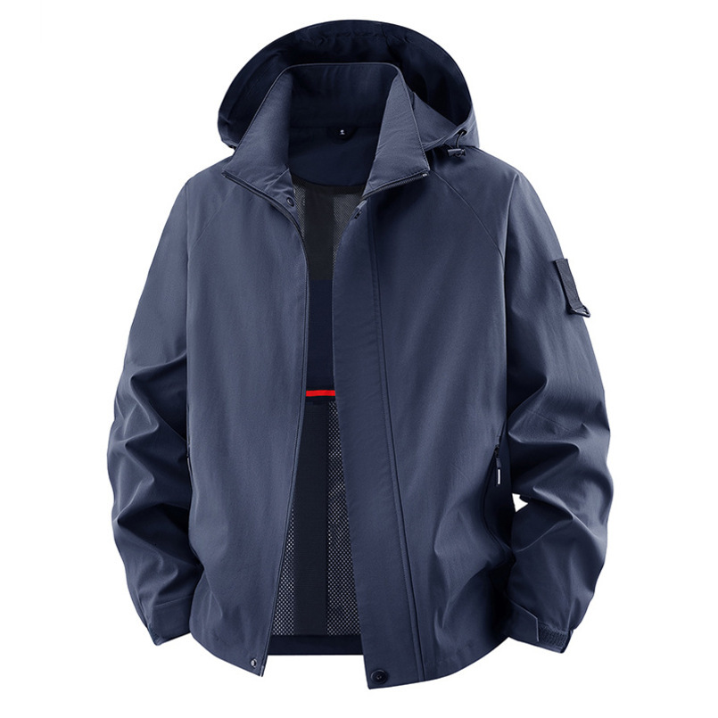 Cross-border men's spring and autumn hooded jacket, casual versatile loose coat, trendy simple workwear top for men