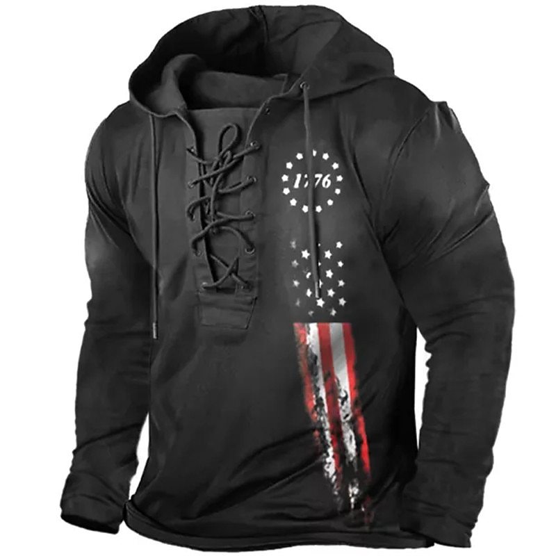 Street Trend Retro Character Men's Retro Tie Dye Compass Print Hoodie Long Sleeve Hooded Sweatshirt Outdoor Streetwear Vintage Y2K