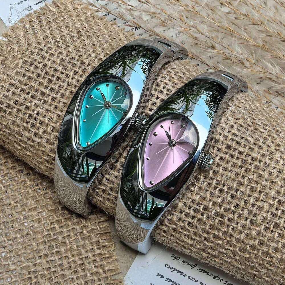 Millennium style shaped y2k water drop retro trend niche female personality medieval watch lotus silver bracelet