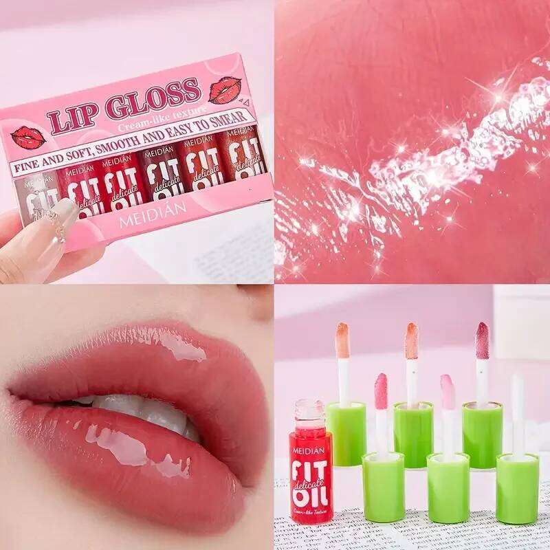 6 Pack Lip Gloss Lipstick,multi-color lip gloss,Dating Makeup,Long-Lasting Non-Stick Cup, Moisturizing,Easy to Color,Gift Box W260311