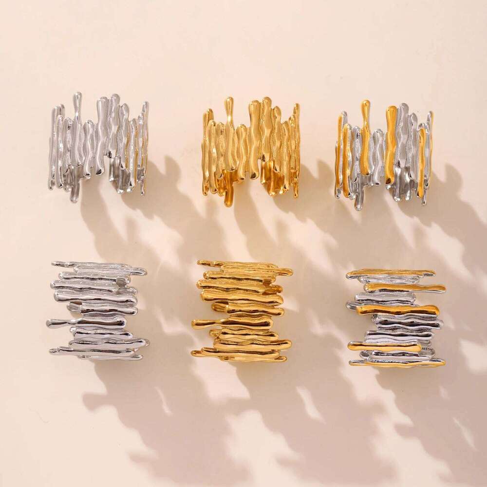 316 Stainless Steel Gold-plated Personalized for Women'Fashion Gold Color Silver Open Ring Couple Waterproof Jewelry Gift H260312