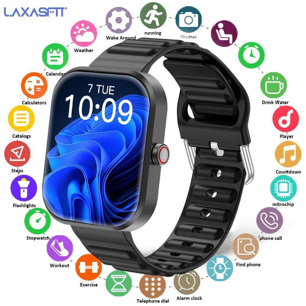 LAXASFIT New Watch with Calling Men's Health Monitoring Smart Notifications Voice Assistant Women's Smartwatch Gift