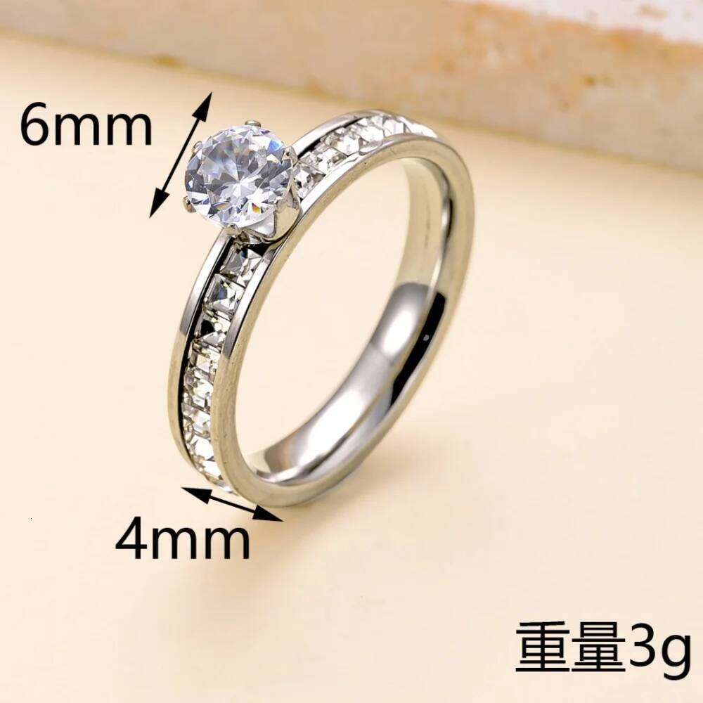 Zircon Stainless Steel Ring For Women Finger Fashion Jewelry Accessories Party Gift H260312