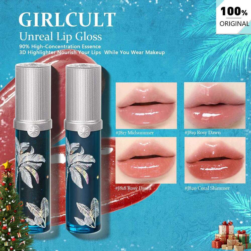 Giricult Unreal Lip Gloss J8 Series,Lightweight & Non-Sticky,Plumping Effect,Long-Lasting Moisture,Lip Brightening,Holiday Gift W260311