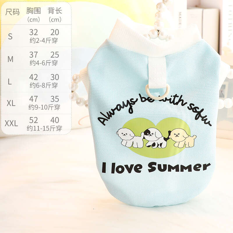 Clothes Spring Summer Thin Cat Leash Puppy Printed T-Shirt Vest Small Dog Teddy Pet 6738
