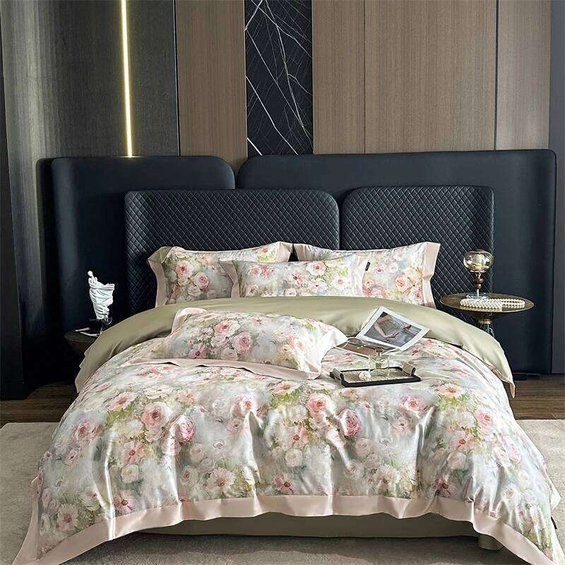 Premium 1000TC Egyptian Cotton Flowers Print Queen King Size Bedding Set Duvet Cover Flat/Fitted Sheet Pillowcases 4Pcs H260312